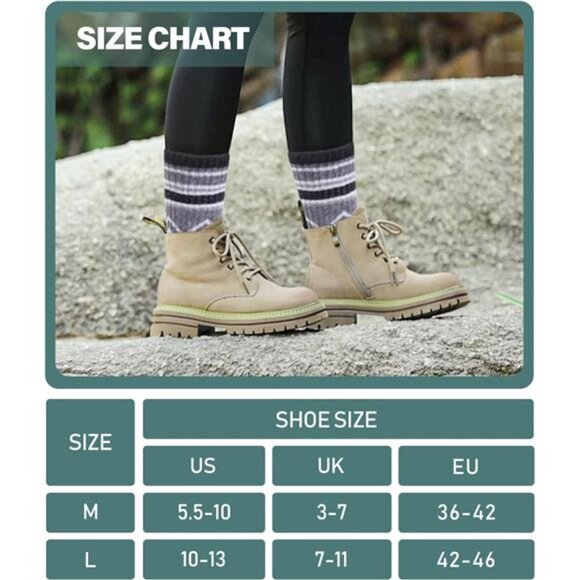 Merino Wool Hiking Socks for Women Men Thermal Winter Warm Thick Cushion - Picture 6 of 6